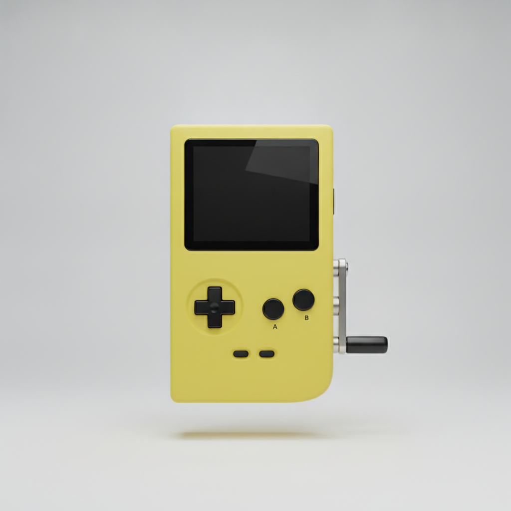 Playdate handheld game console illustration