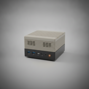 Retro-styled mini gaming PC illustration