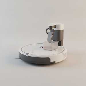 Roborock Saros Z70 robot vacuum with robotic arm illustration