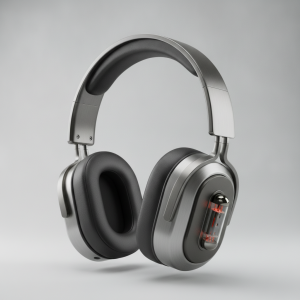 Vacuum tube wireless headphones illustration