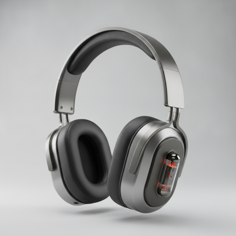 Vacuum tube wireless headphones illustration